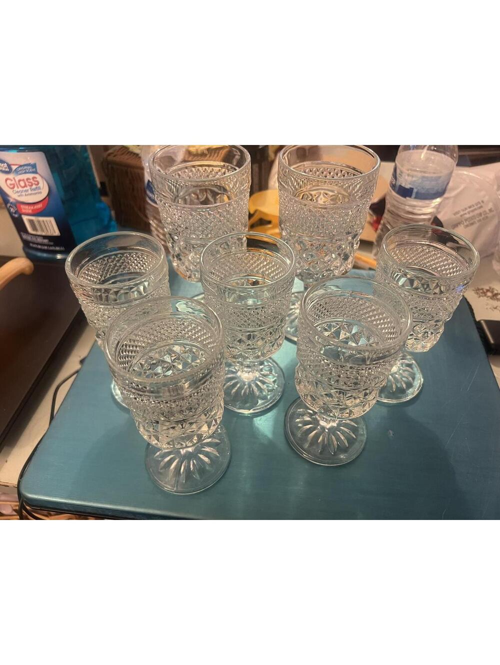Set of 7 Vintage Cut Glass Goblets